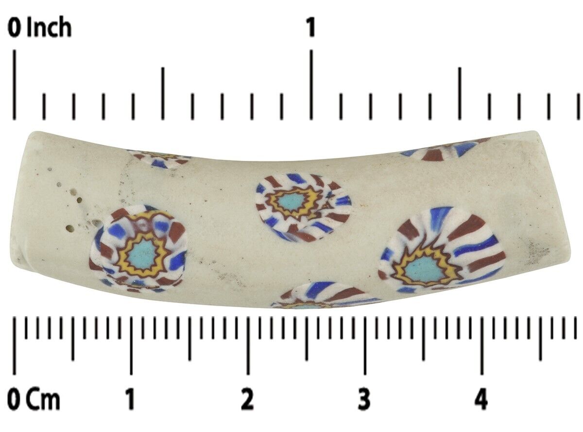 Venetian trade bead rare old elbow large Millefiori mosaic glass - Tribalgh