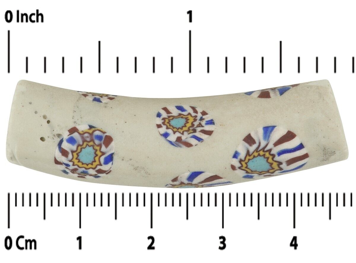 Venetian trade bead raro viejo codo grande Millefiori mosaico vidrio - Tribalgh