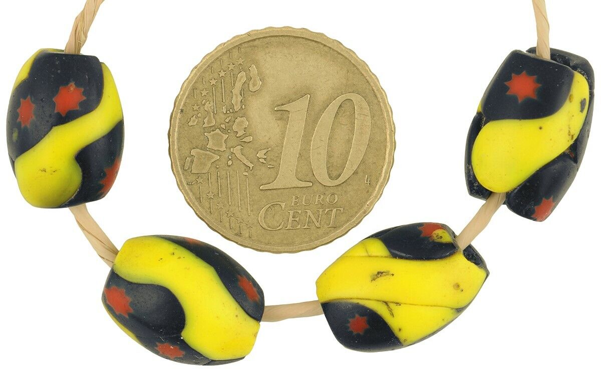 African trade beads old oval Millefiori Venetian mosaic glass beads Ghana rare - Tribalgh