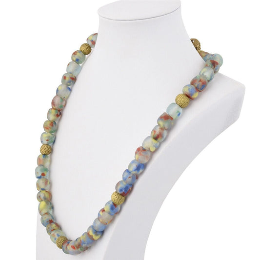 Handgefertigte Halskette aus Messing und recycelten Glasperlen Afrikanischer Schmuck - Tribalgh