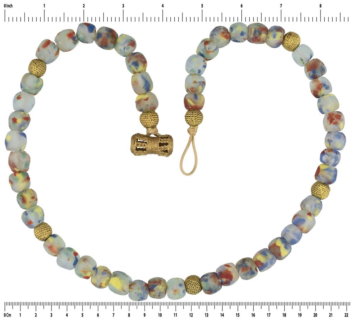 Handgefertigte Halskette aus Messing und recycelten Glasperlen Afrikanischer Schmuck - Tribalgh