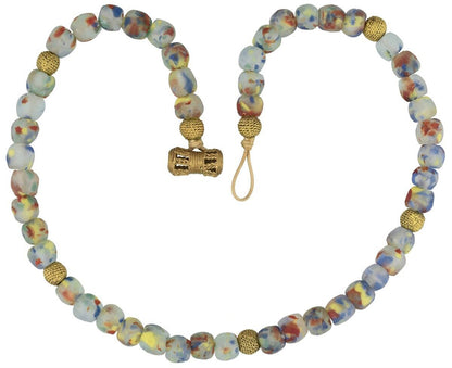 Collana fatta a mano in ottone e perle di vetro riciclato Gioielli africani - Tribalgh
