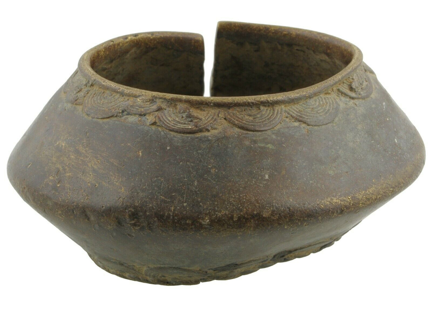 Old Brass Bronze African Bracelet Currency Fulani Ghana / Burkina Faso - close-up