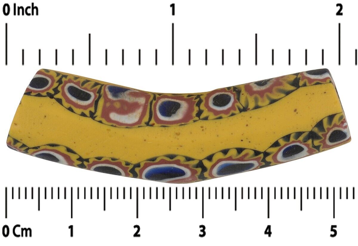 Старинная бусина из локтя миллефиори из венецианского стекла Муранская мозаика Африканская торговля - Tribalgh