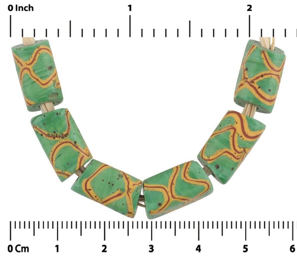 African trade beads rectangular Rattle Snake antique Venetian - Tribalgh