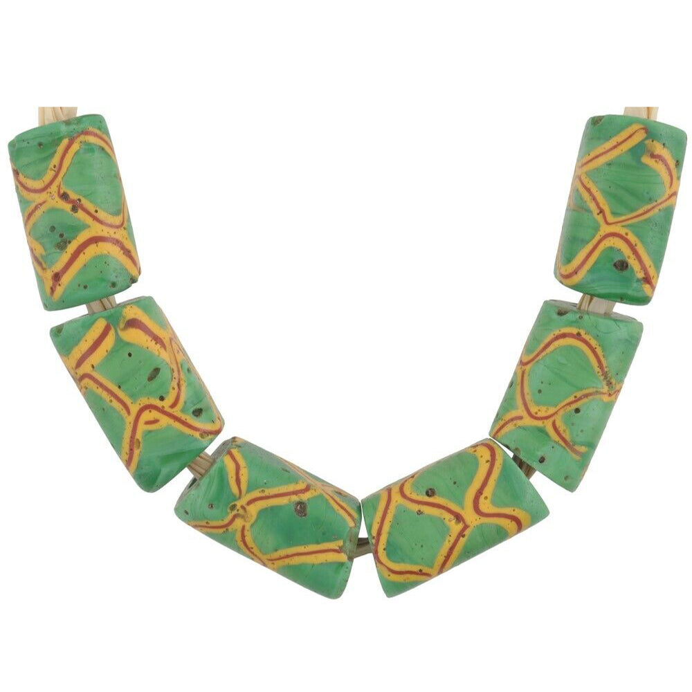 African trade beads rectangular Rattle Snake antique Venetian - Tribalgh