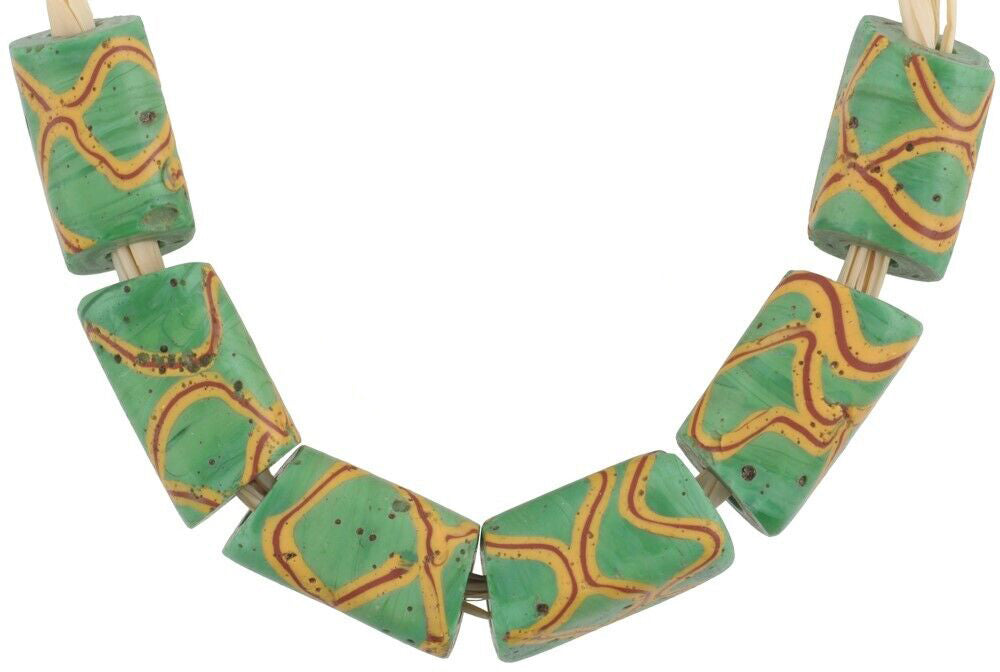 African trade beads rectangular Rattle Snake antique Venetian - Tribalgh