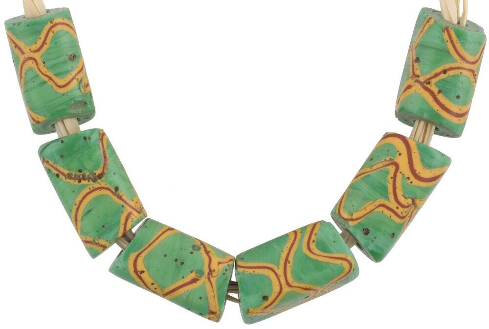 African trade beads rectangular Rattle Snake antique Venetian - Tribalgh