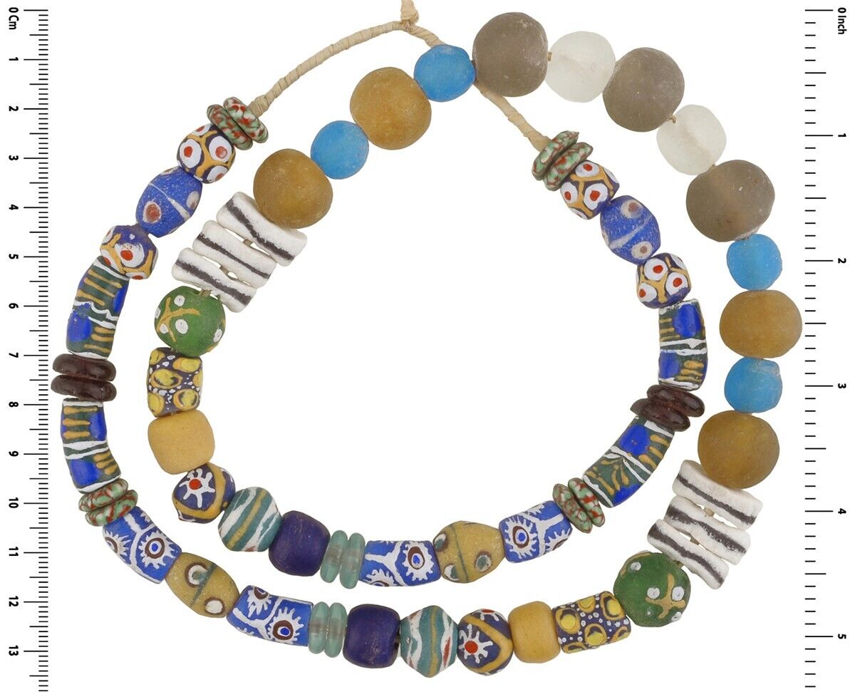 Handmade African beads Krobo powder glass authentic Ghana necklace - Tribalgh