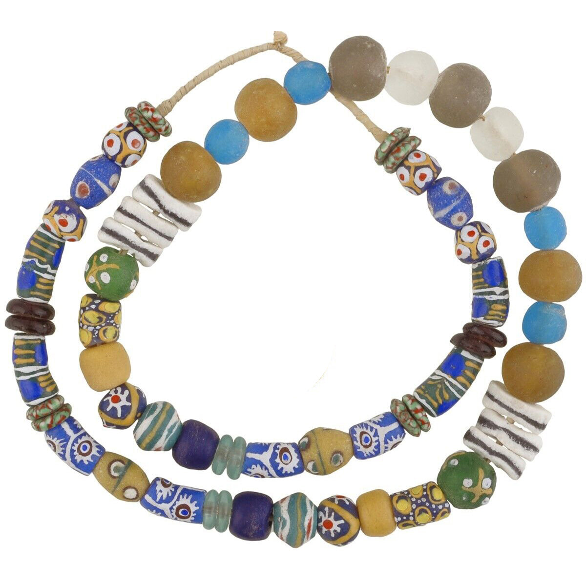 Handmade African beads Krobo powder glass authentic Ghana necklace - Tribalgh
