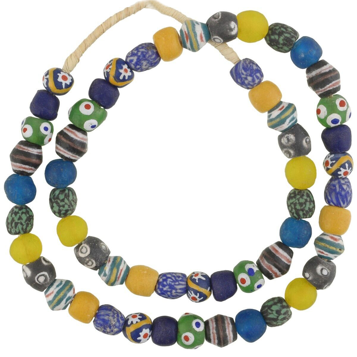 African handmade beads Krobo powder glass authentic Ghana necklace - Tribalgh