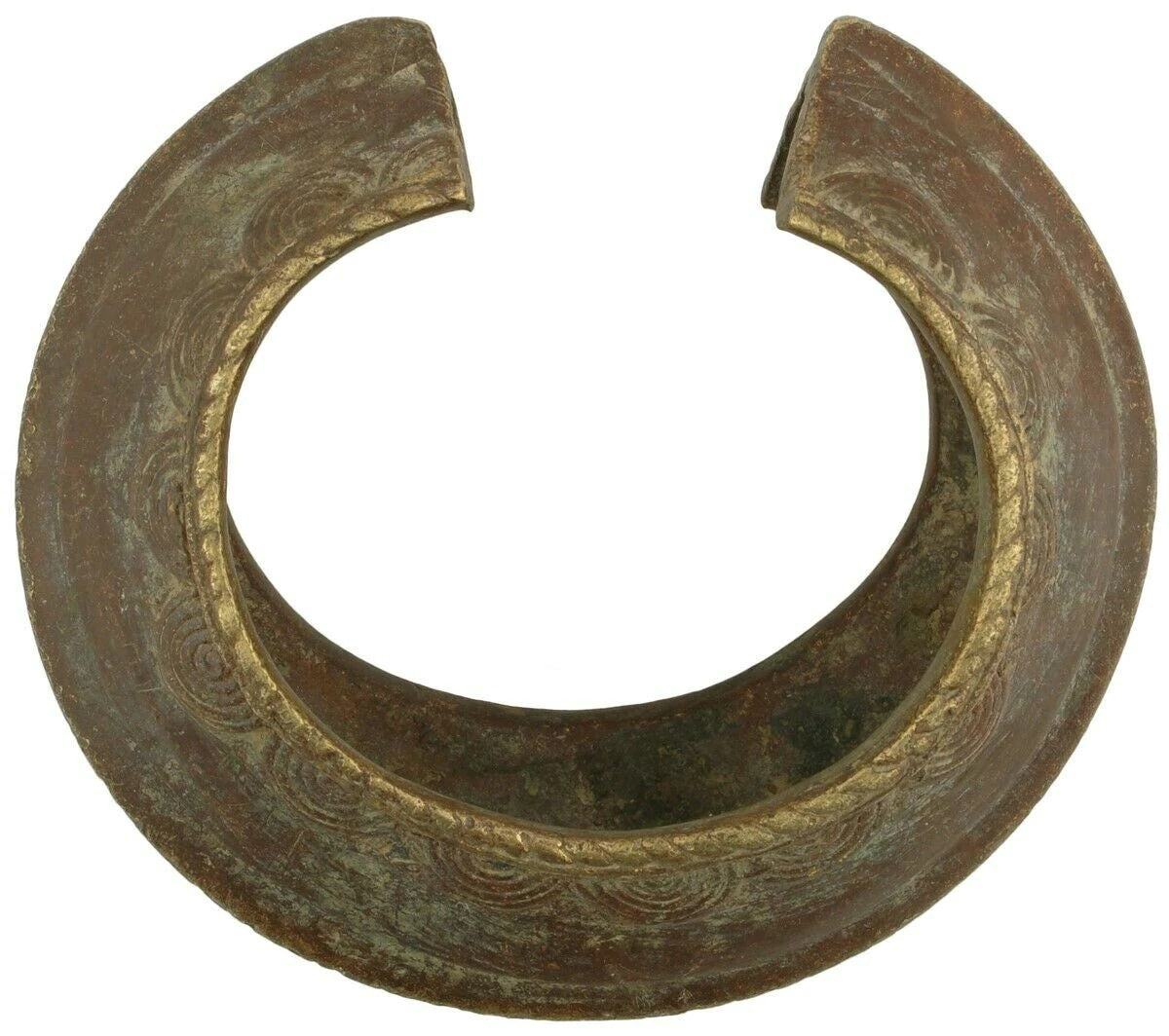 Brazalete africano de latón antiguo bronce moneda Fulani Ghana / Burkina Faso - Tribalgh