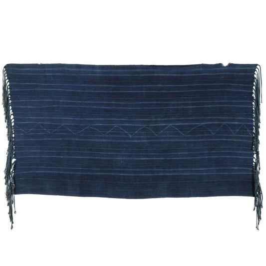 Old African Indigo dyed cotton Mossi Burkina Faso heavy hand woven cloth textile - Tribalgh
