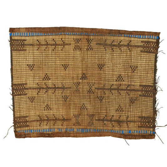 Alfombra de cuero de paja tejida con arte tuareg africano antiguo, Níger, Malí, desierto del Sahara - Tribalgh
