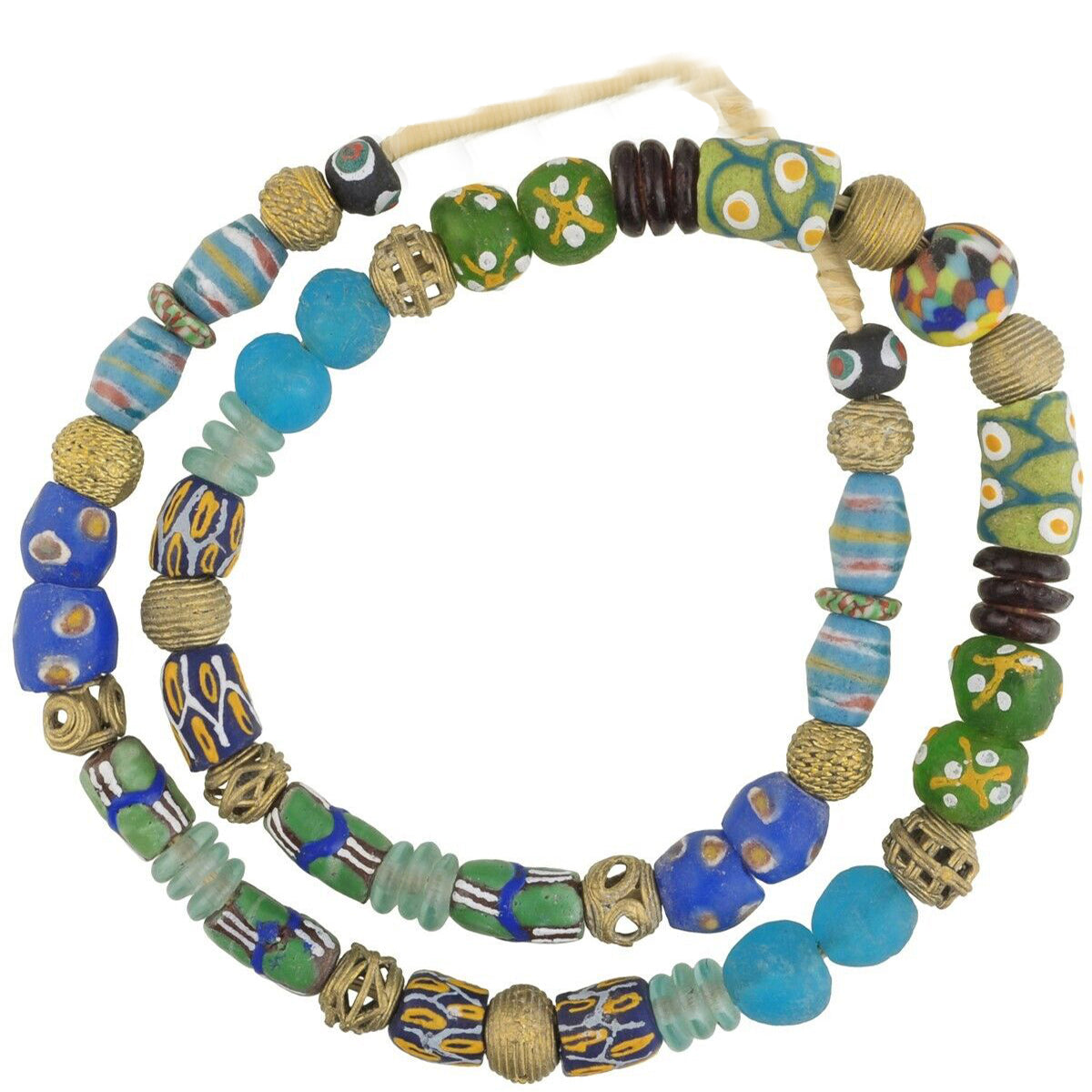 Glass Brass African Trade Beads Recycled Krobo Ashanti Lost Wax Bronze