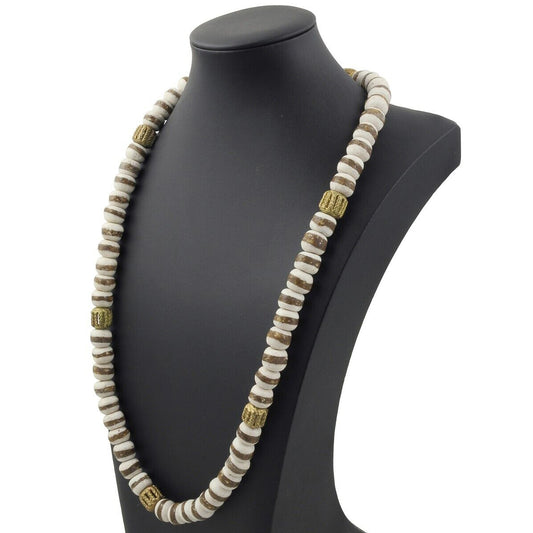 Collana fatta a mano perle di vetro riciclato ottone gioielli etnici Africa - Tribalgh