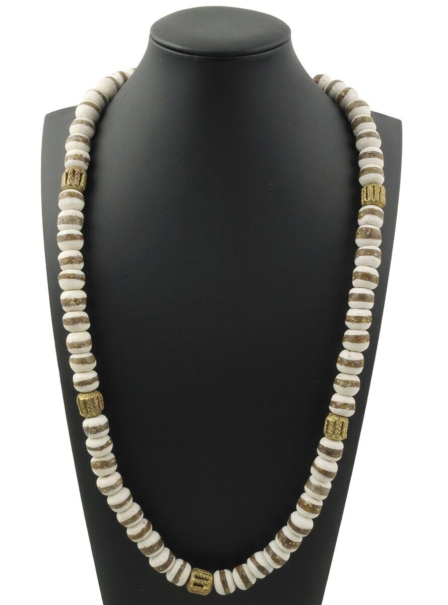 Collana fatta a mano perle di vetro riciclato ottone gioielli etnici Africa - Tribalgh
