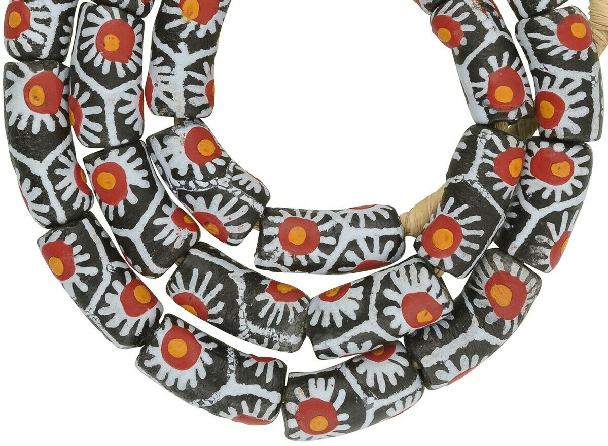 Krobo beads recycled glass Ghana ethnic necklace handmade African - Tribalgh