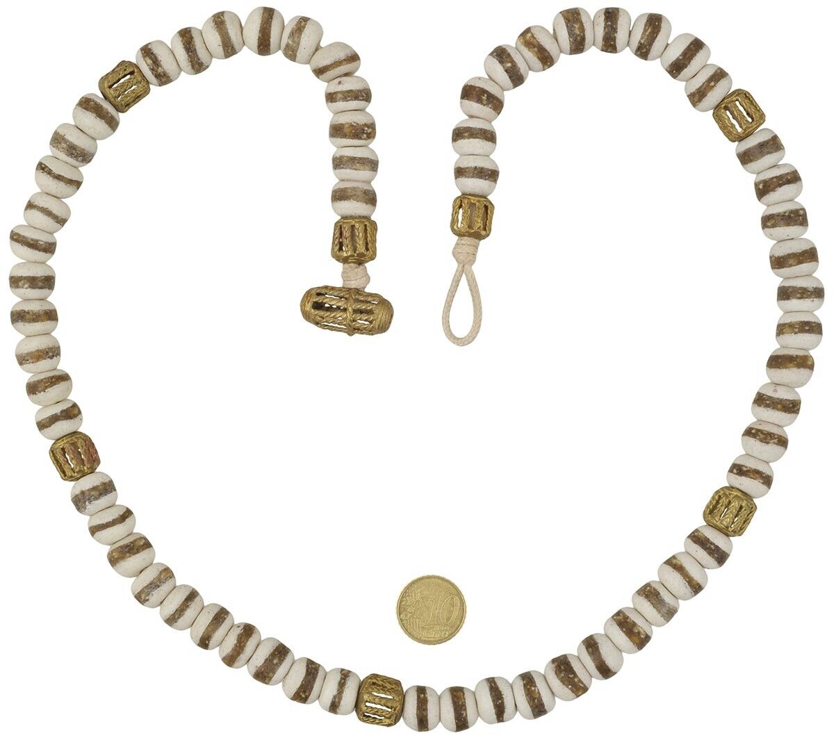 Handgemachte Halskette aus recycelten Glasperlen Messing Ethno-Schmuck Afrika - Tribalgh