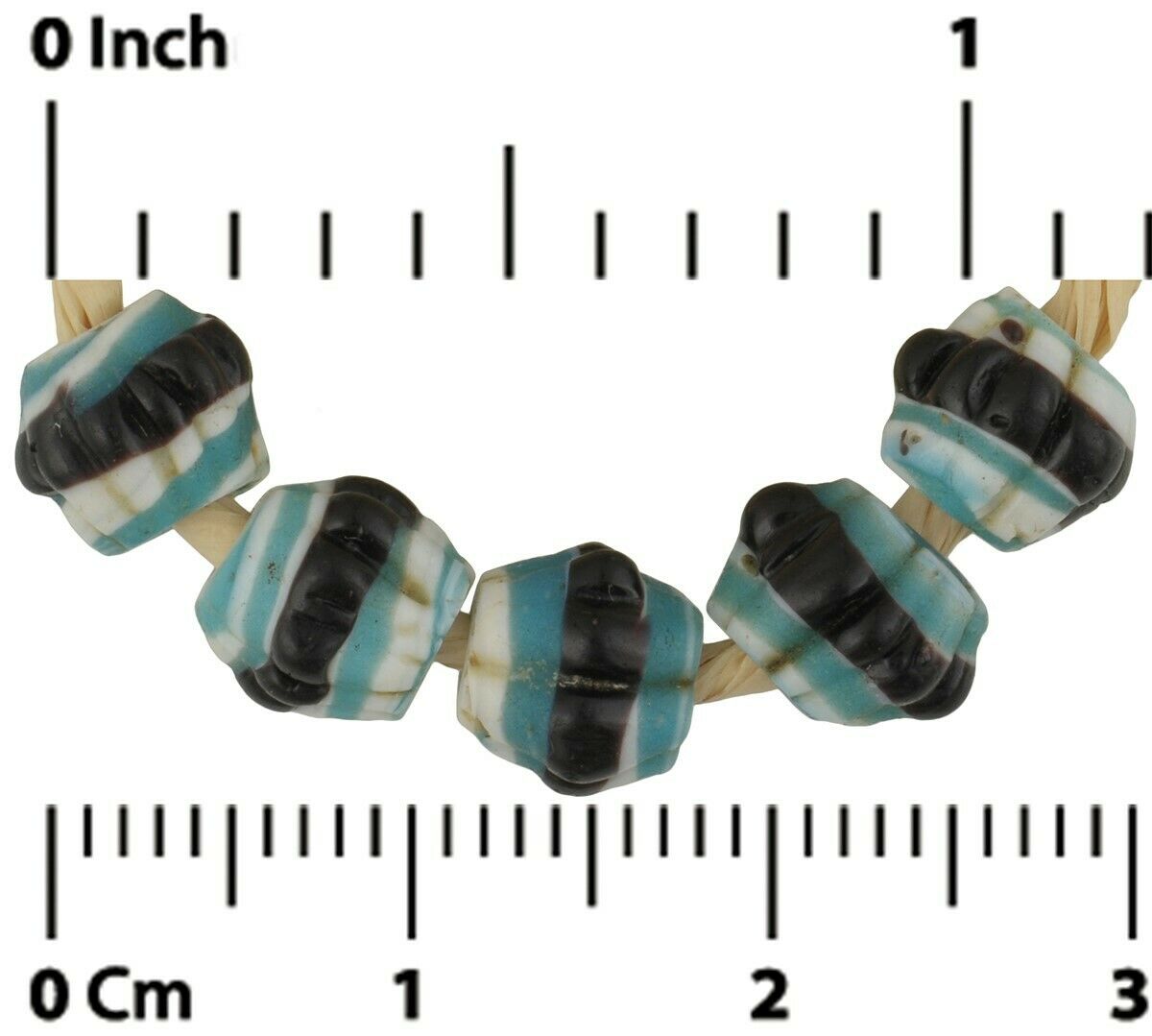 Antique African trade beads old Dog Tooth Venetian glass blue - Tribalgh