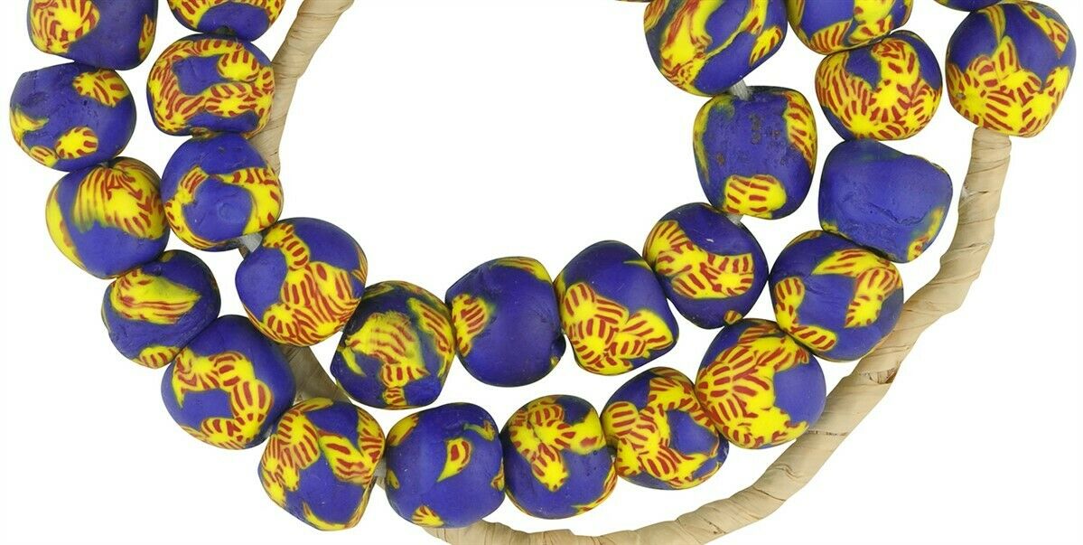 Recycled Beads Fused glass handmade African tribal necklace tumbled - Tribalgh