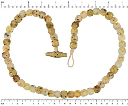Collana fatta a mano in ottone con perle di vetro Gioielli africani Krobo Ghana - Tribalgh