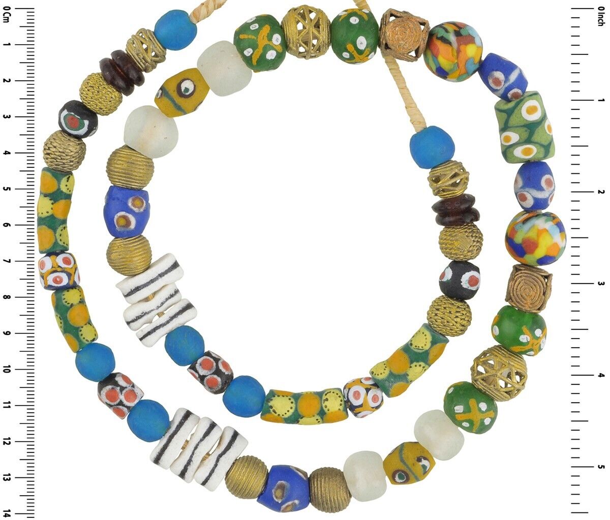 Recycled powder glass beads brass handmade lost wax jewelry Africa - Tribalgh