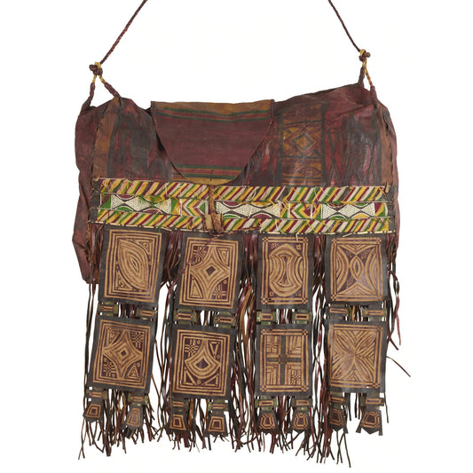 Old African Tuareg leather camel bag Niger Nigeria Peul Fula Sahara art - Tribalgh