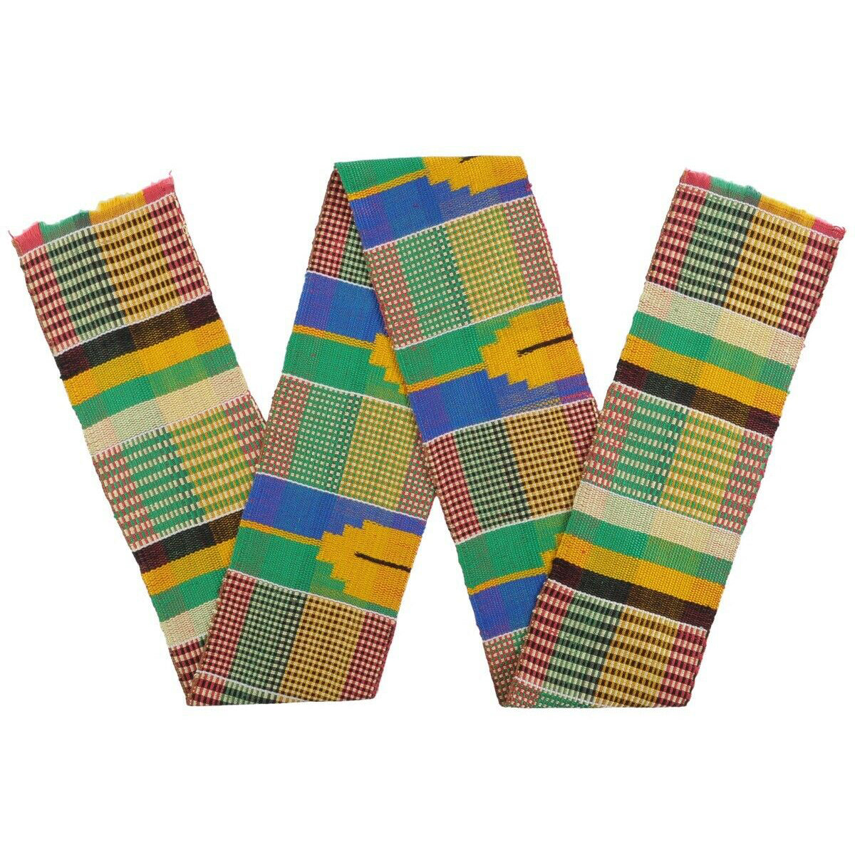 Ashanti Ceremonial Ghana Kente Cloth African Scarf Stole Handwoven Textile Art