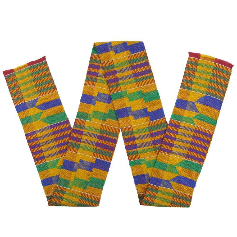 Paño de tela africana Kente Ghana hecho a mano tejido faja bufanda estola auténtica - Tribalgh