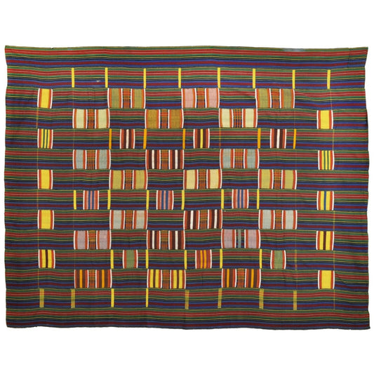 Old rare African kente Ewe Ghana hand woven cloth textile home decoration Art - Tribalgh