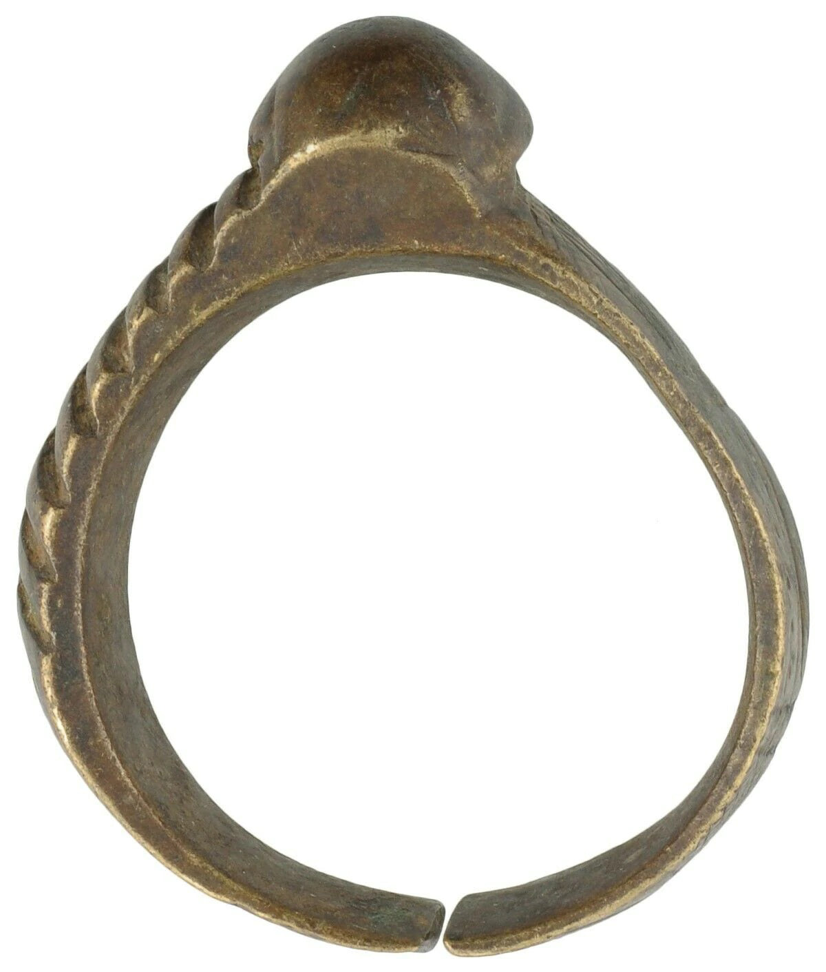 African Art Old Brass Bracelet Currency Ghana / Fulani West Africa Burkina Faso - zoomed-in detail