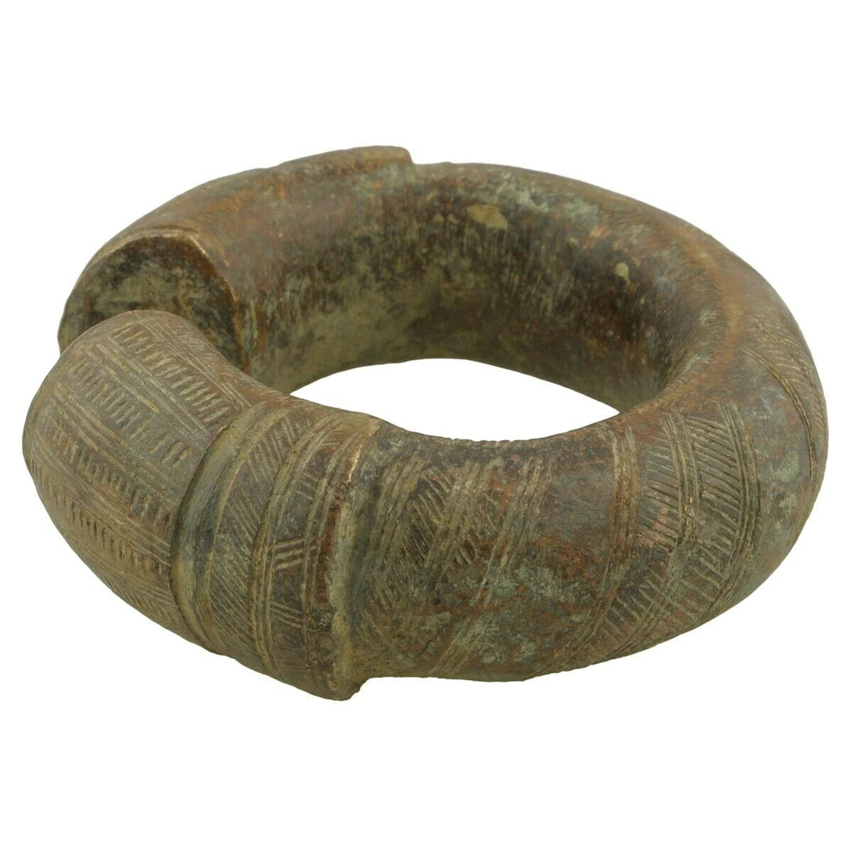 Bracciale in ottone antico arte africana valuta Ghana / Fulani Africa occidentale - Tribalgh