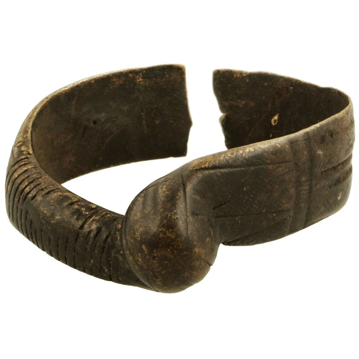 Pulsera de latón antiguo moneda africana tamaño niño Fulani Ghana Burkina Faso - Tribalgh