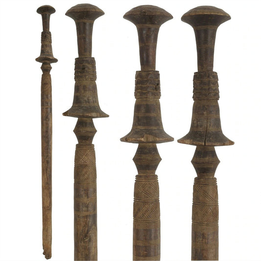 DesignTuareg Tent Posts - 44" Hand-Carved IGEM Wooden Pole from Niger