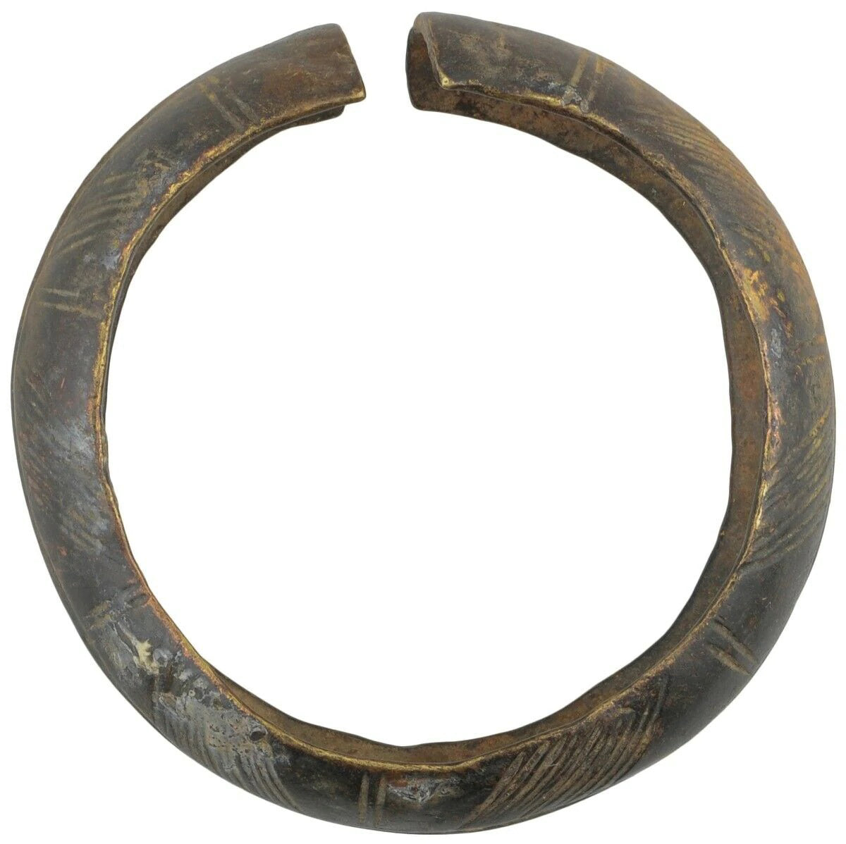 African Art old brass bracelet currency Ghana / Fulani West Africa - Tribalgh