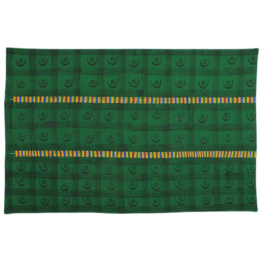 Hand Stamped Adinkra Cloth – Vintage 1980s Woman Size, 64″×41½″