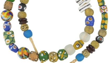 Recycled powder glass beads brass handmade lost wax jewelry Africa - Tribalgh