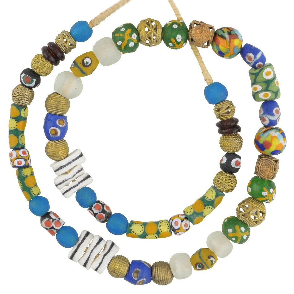 Recycled powder glass beads brass handmade lost wax jewelry Africa - Tribalgh