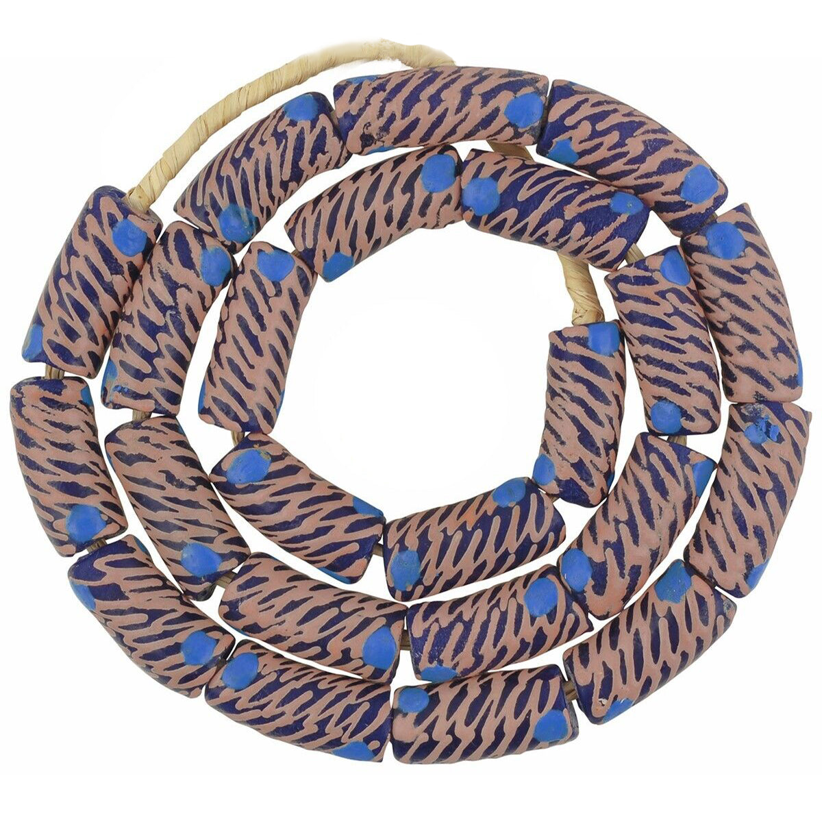 African beads recycled glass powder Ghana ethnic necklace handmade - Tribalgh