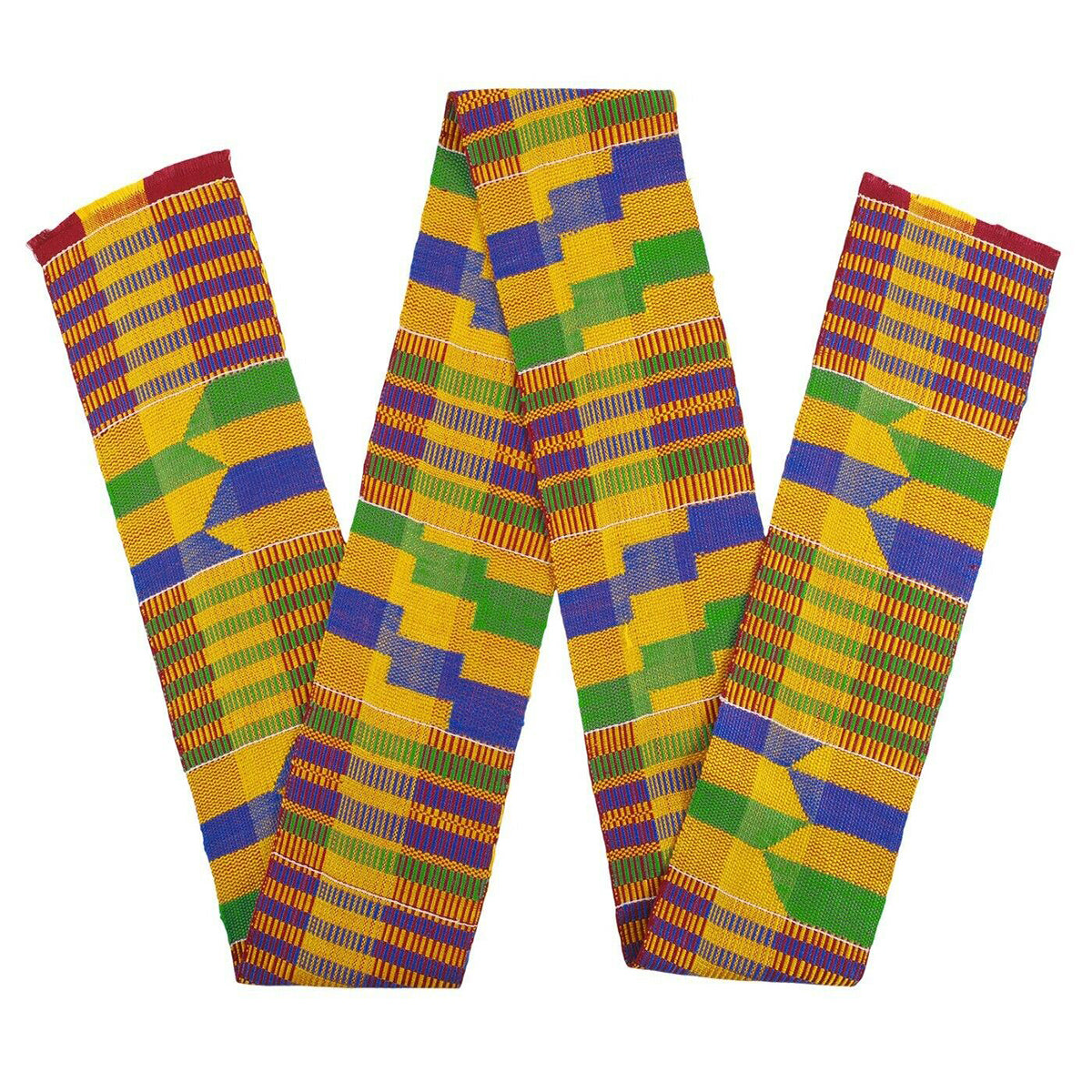 Ashanti Stole Ghana kente cloth African scarf handwoven textile sash - Tribalgh