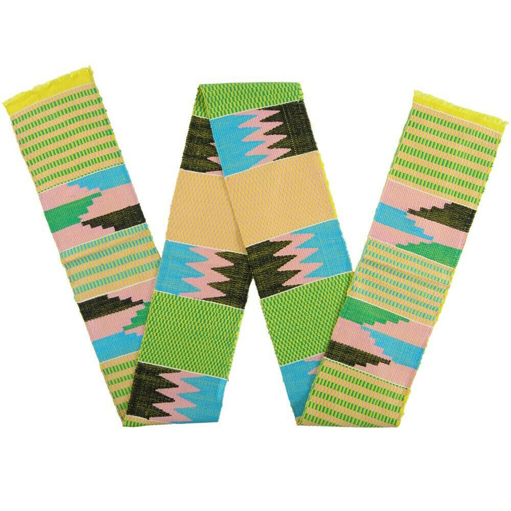 Handwoven Kente Ghana cloth African scarf stole textile Ashanti handmade sash - Tribalgh