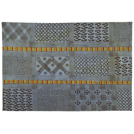 Vintage Hand Stamped Adinkra Cloth 55″×37½″ – Authentic 1970s Ghana