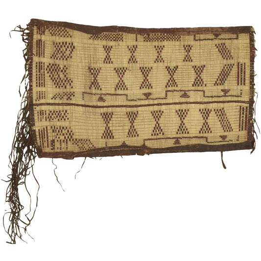Alfombra de cuero de paja tejida con arte tuareg africano antiguo, Níger, Malí, desierto del Sahara - Tribalgh