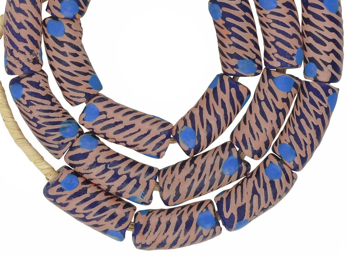 African beads recycled glass powder Ghana ethnic necklace handmade - Tribalgh