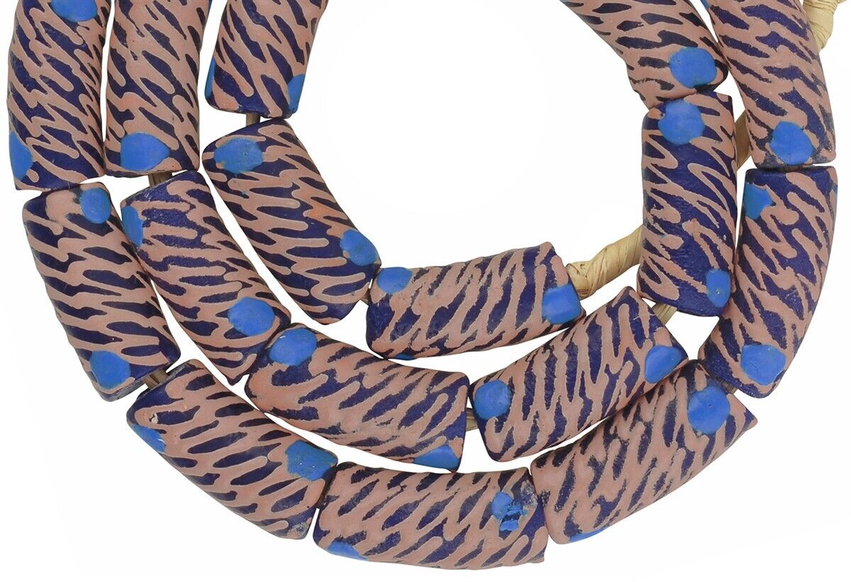 African beads recycled glass powder Ghana ethnic necklace handmade - Tribalgh