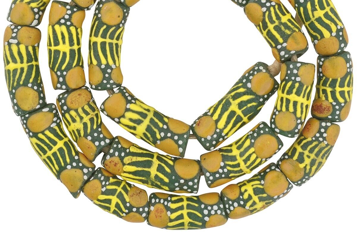 Beads recycled powder glass ethnic necklace handmade African jewelry Ghana - Tribalgh