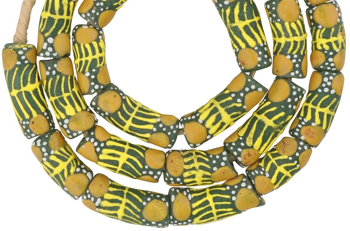 Beads recycled powder glass ethnic necklace handmade African jewelry Ghana - Tribalgh