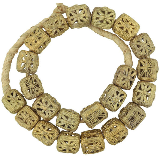 Handmade brass beads Ashanti Asante African trade Ghana ethnic cubes - Tribalgh