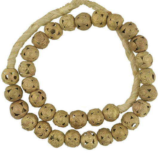 Handmade brass beads casting lost wax Ashanti Ghana African trade - Tribalgh